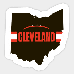 Cleveland Football Ohio Outline Brown Sticker